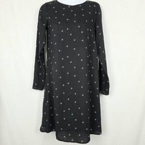H&M Black Polka Dot Long Sleeve Shift Dress Sz 4